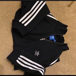 Adidas striped half zip